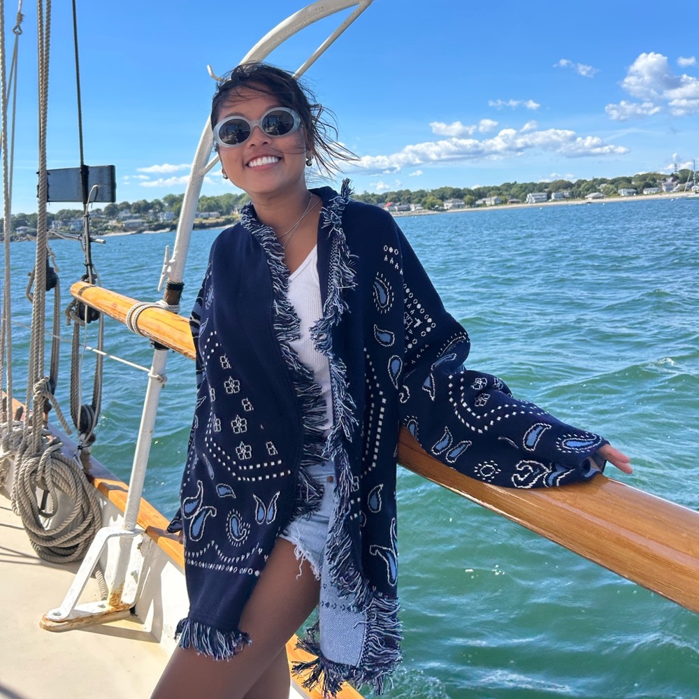 Gap oversized fringe shawl cardigan